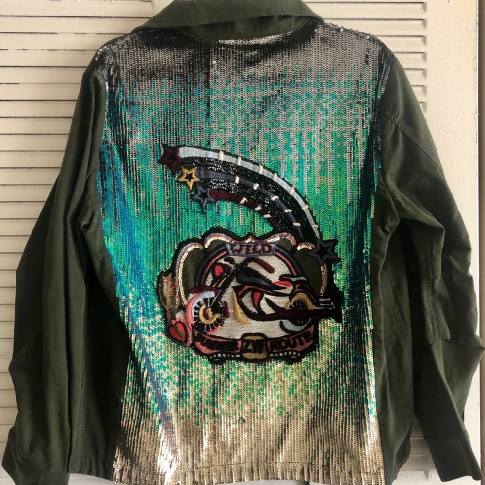 Zara Green and Silver Sequin Jacket